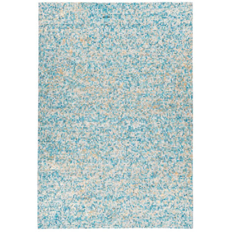 Tapis en Cuir Fait Main "Finish" Turquoise & Or 200 x 290 cm