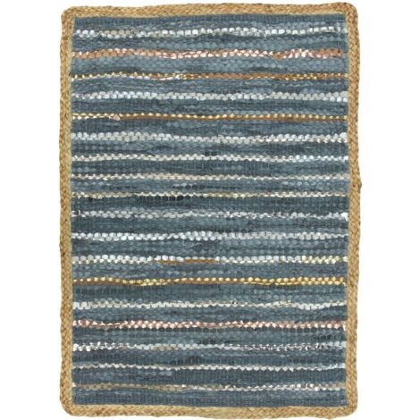 Tapis en cuir, jute et coton