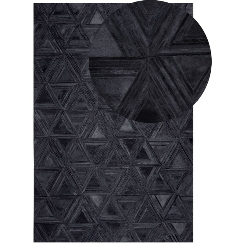 Beliani - Tapis Rectangulaire Noir en Cuir pour Intérieur Moderne 160 x 230 cm