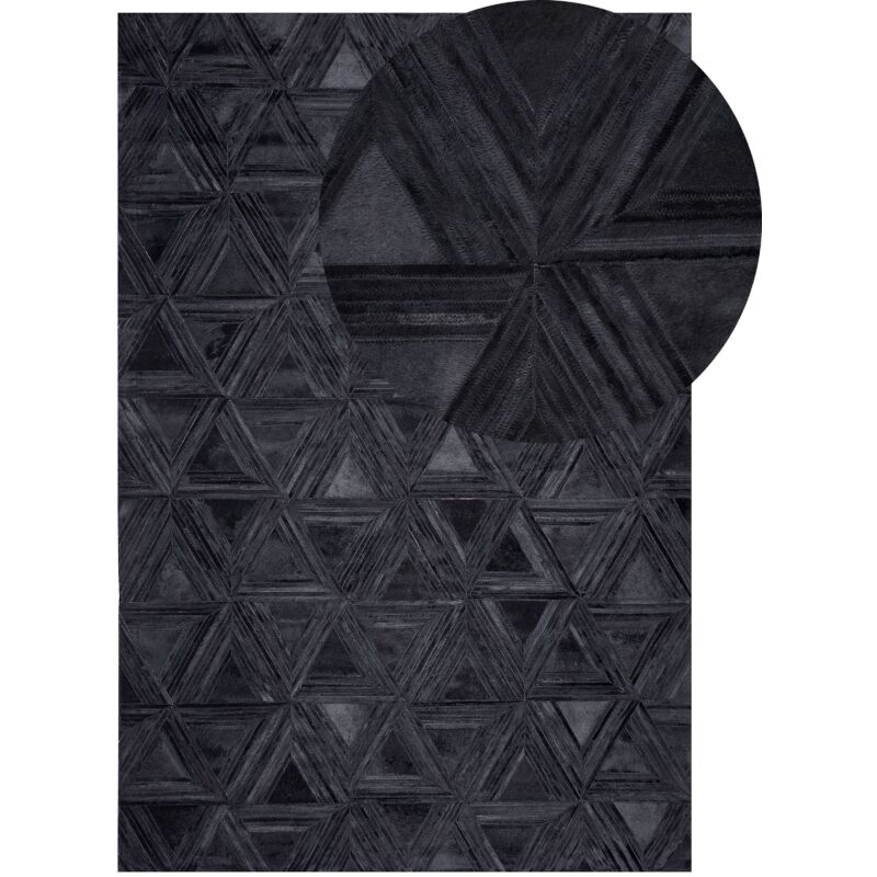 Tapis Rectangulaire Noir en Cuir pour Intérieur Moderne 140 x 200 cm Beliani