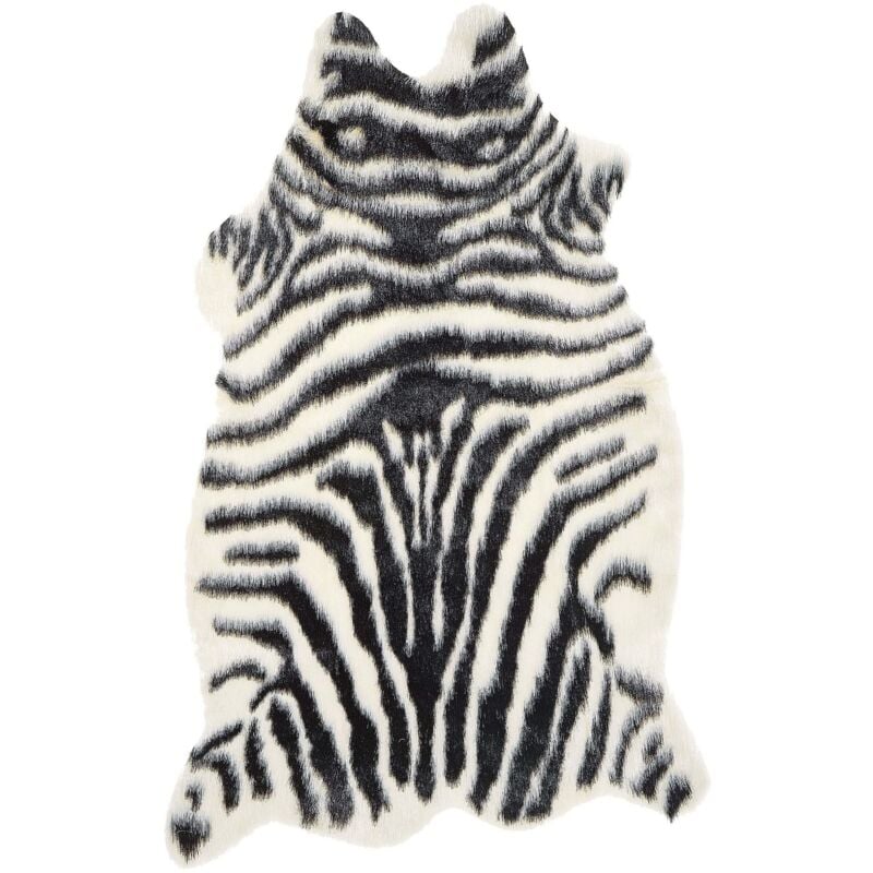 Beliani - Tapis en Fausse Fourrure Imitation Peau de Zèbre 60 x 90 cm Accessoire Déco Idéal pour Chambre ou Salon Moderne Rustique et Traditionnel