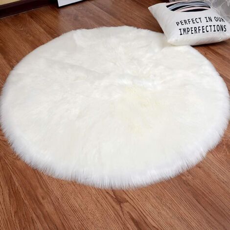 Tapis en fausse fourrure effet peau de mouton synthétique, doux et confortable comme de la vraie laine, coussin de canapé en laine synthétique de luxe (blanc, 30 x 30 cm)