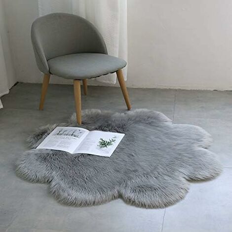 Tapis en fausse fourrure synthétique - Décoratif et doux - Imitation de peau de mouton - Pour chambre à coucher, salon, canapé, tapis de sol - 60 x 90 cm