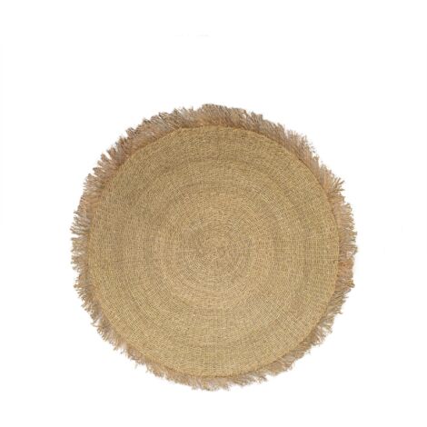 Tapis en fibres de mendong avec franges, SERIFOS