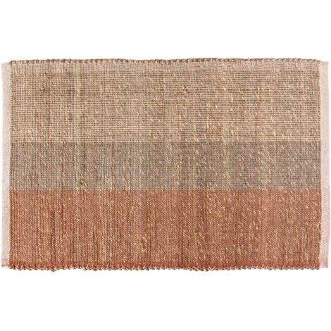 Tapis en jonc de mer et coton  terracotta Karan 60 x 90 cm