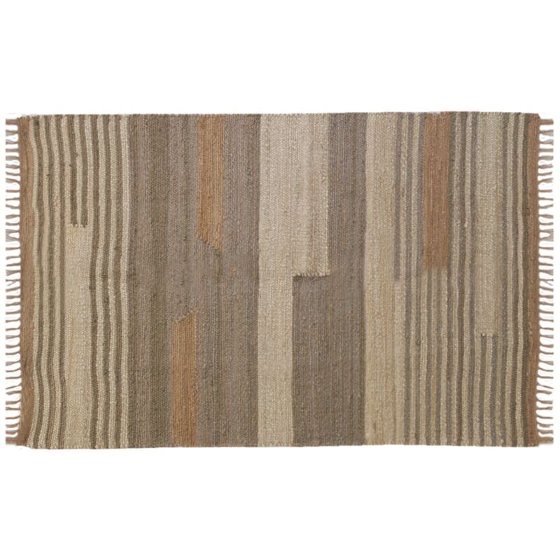 Aubry Gaspard - Tapis en jute naturel et coton naturel et teinté Ethnique Naturel et gris - 120 x 180 cm