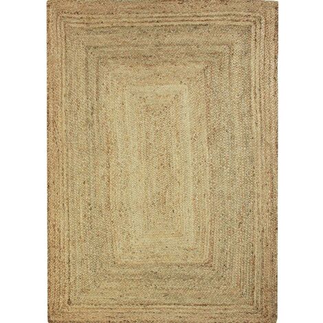Tapis salon en jute tressé naturel 160x230 cm – Épaisseur 10 mm – Fabrication artisanale – Label GOTS et OEKO-TEX – Thedecofactory