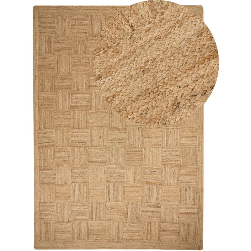 Beliani - Tapis en Jute Tressé Naturel Beige 200 x 300 cm Motif à Carreaux Style Boho Esentepe