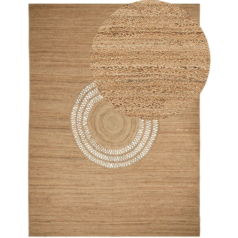 Beliani - Tapis en Jute Tressé Naturel Beige 300 x 400 cm Motif de Cercle Style Boho Bogazoren