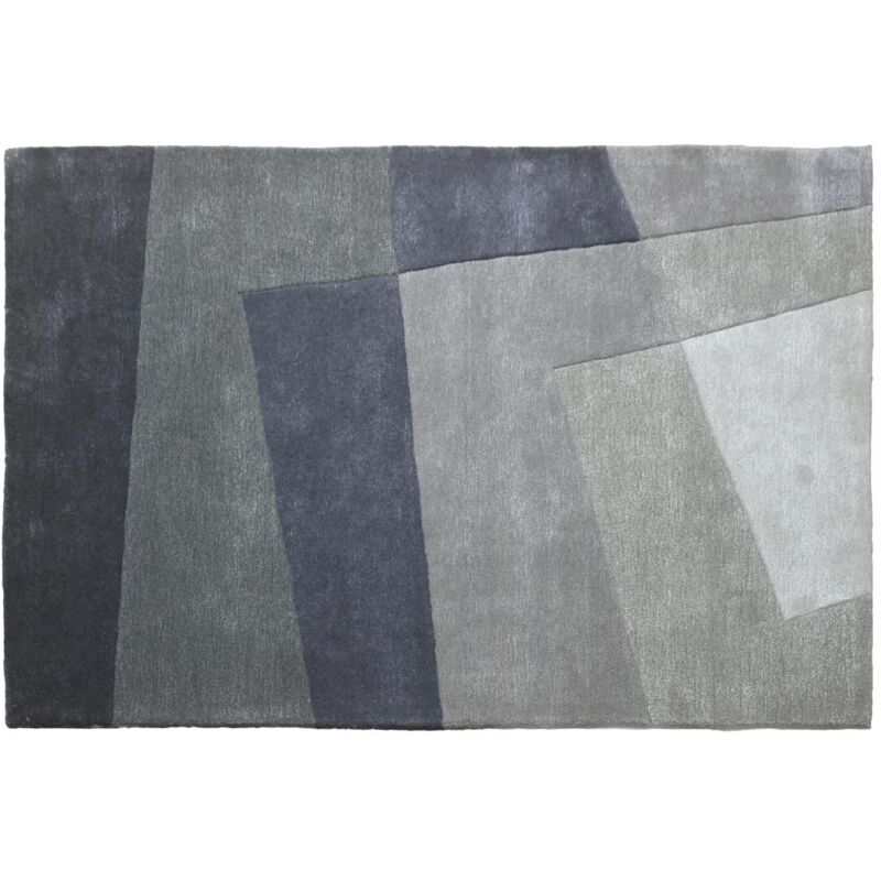 Vente-unique - Tapis en laine et viscose fait à la main - 160 x 230 cm - 2500g/m² - Gris - tamale