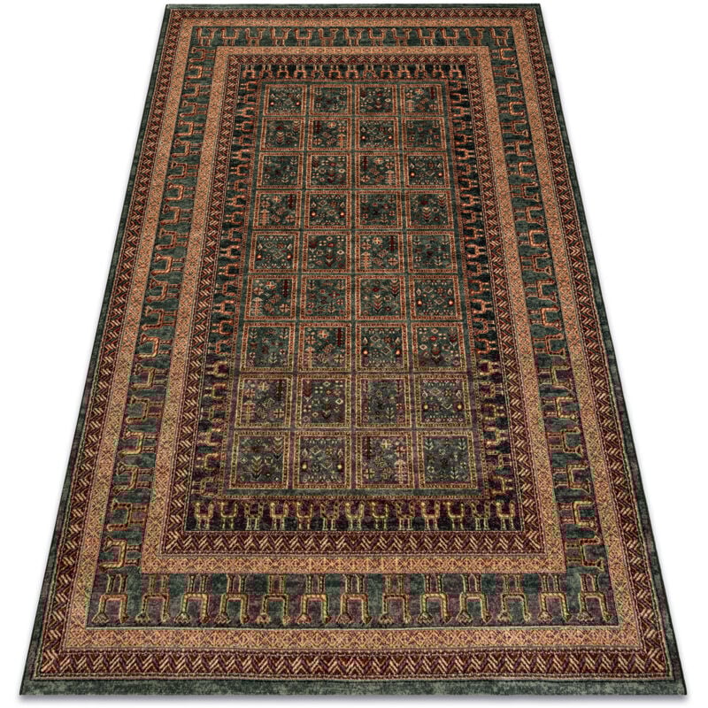 Tapis en laine KASHQAI 4349 400 oriental, cadre vert green 80x160 cm