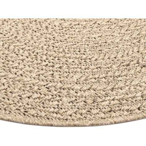Tapis en lin d'intérieur et d'extérieur, résistant aux intempéries, couleur naturelle, 160 cm, rond