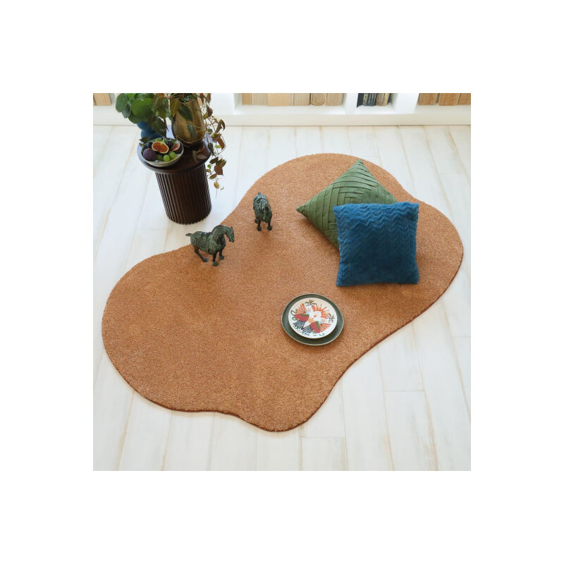 Décoweb - Tapis en matière recyclée de forme organique - Re-life - Rouille terracotta - 120 x 180 cm