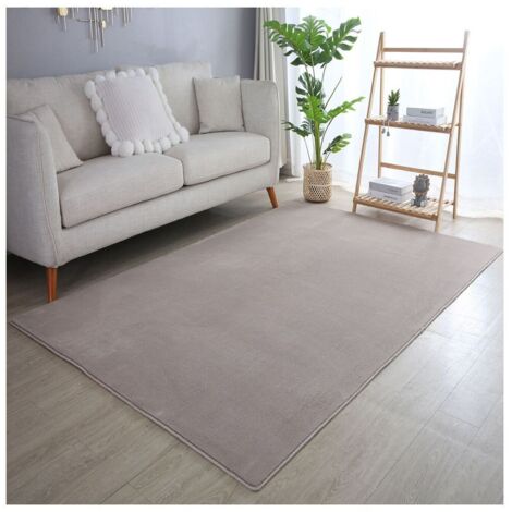 Tapis en microfibre doux uni antidérapant Lars Beige 140x200