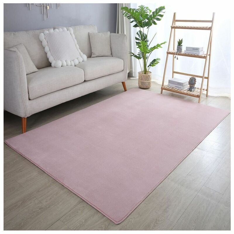Allotapis - Tapis en microfibre doux uni antidérapant Lars Rose 80x150