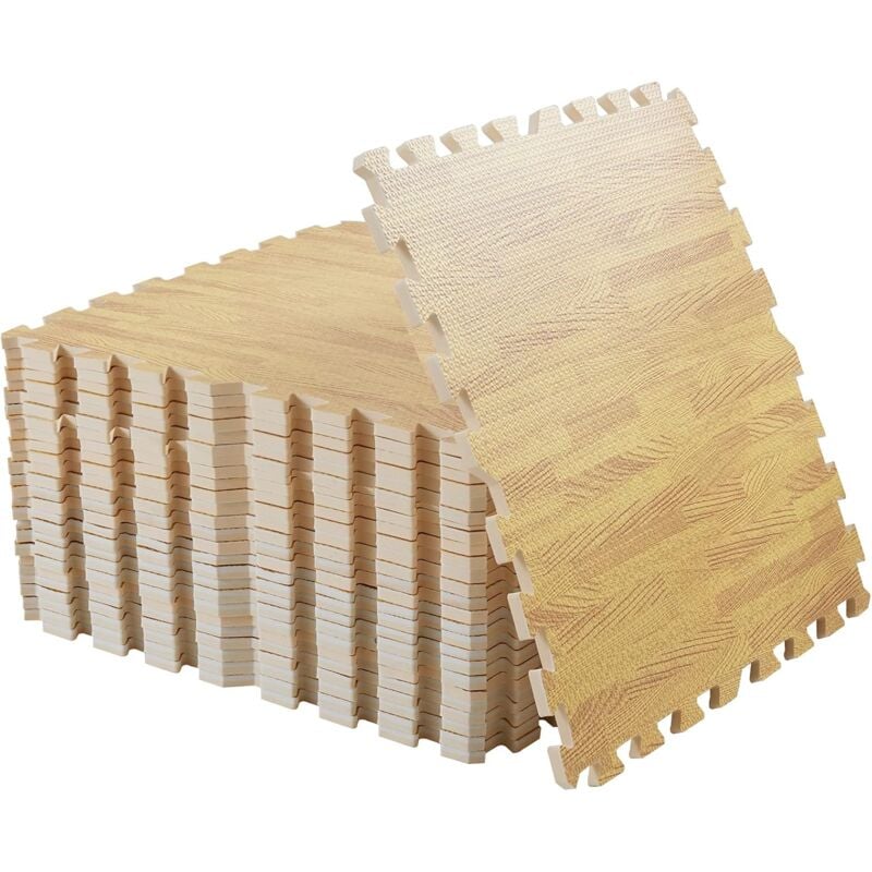 Tapis en Mousse eva Emboîtables - 240 x 180cm - Effet Bois Doux pour Salon Chambre Salle de Gym - 24PCS Jaune