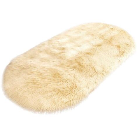 Tapis en peau de mouton agneau fausse fourrure tapis déco aspect poil long doux imitation laine
