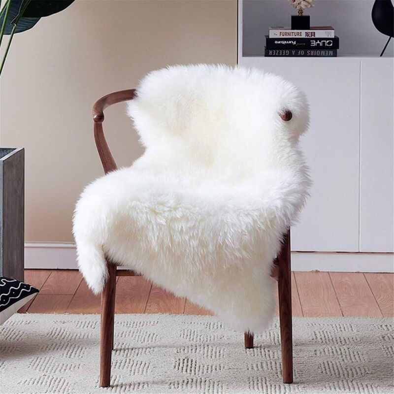 Jn.songs - Tapis en Peau de Mouton Synthétique Carpette Moelleuse Imitation Toison Moquette Fluffy Soft - Blanc 60x90CM