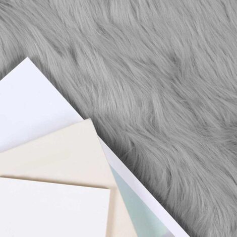 Tapis en Peau de Mouton Synthétique Gris 120 x 120 cm Polyester CFW49735