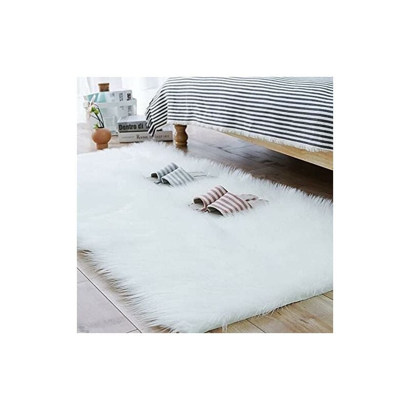 Memkey - Tapis en Peau de Mouton synthétique,Tapis Fausse Fourrure,Cozy Sensation comme véritable Laine Tapis en Fourrure synthétique, Man Made Luxe