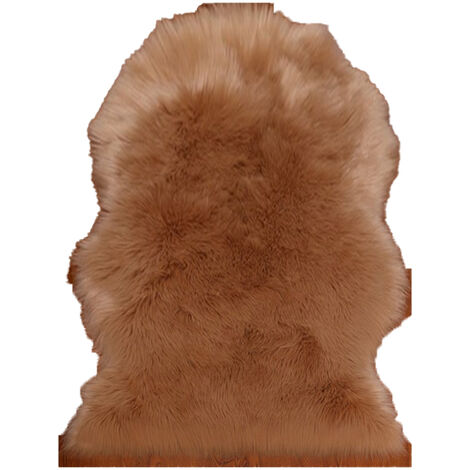 Tapis en peau de mouton, tapis poils blancs, tapis poils longs lavable en machine, chambre Camel 60*90