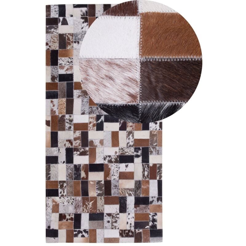 Beliani - Tapis Patchwork 80 x 150 cm en Cuir Multicolore Rectangles Fait Main Moderne Cesme