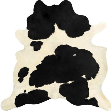 Tapis en peau de vache véritable Noir et blanc 150x170