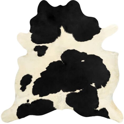 Tapis en peau de vache véritable noir et blanc 180x220