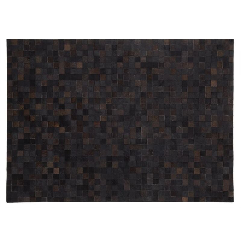 Aubry Gaspard - Tapis en peau de vache véritable Mosaïque noire