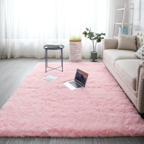 Tapis en peluche 160x200 cm – Moderne et moelleux, microfibre ultra-douce, adapté pour salon, chambre ou couloir, Rose