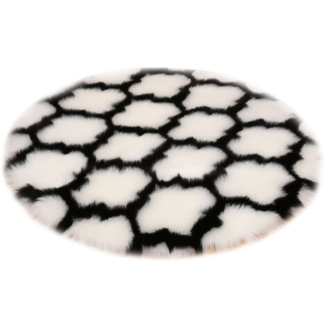 Tapis en peluche artificielle, tapis de salon, tapis de yoga, tapis de sol, 60 cm de diamètre (blanc)