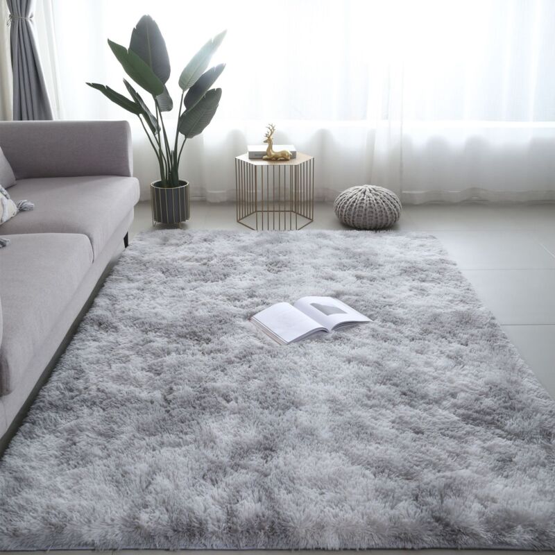 Ensoleille - Tapis en peluche dégradé de teinture par nouage, tapis de table basse de salon, 50160cm