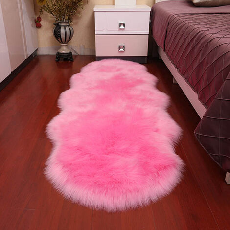 Tapis en peluche doux peau de mouton, moquette de chevet Imitation laine, Long tapis de cheveux blancs coussin de canapé, tapis rouge en fourrure de salon,PD1006,60x180cm,CHINA