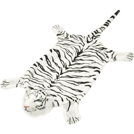 Tapis en peluche en forme de tigre 144 cm Blanc