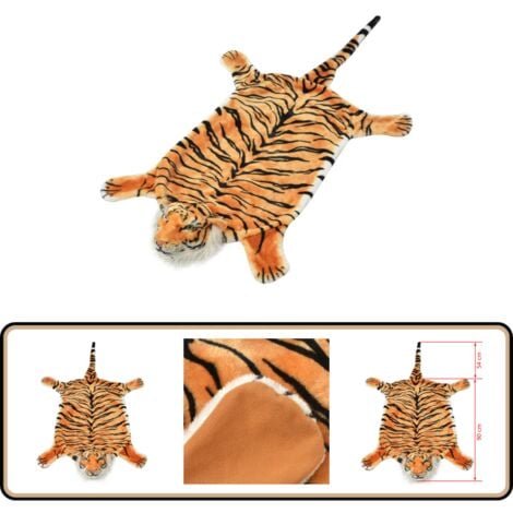Tapis en peluche en forme de tigre 144 cm Marron - Tapis Tigré - Tapis Animal - Décoration Intérieure - Tapis Moelleux - Tapis Enfant