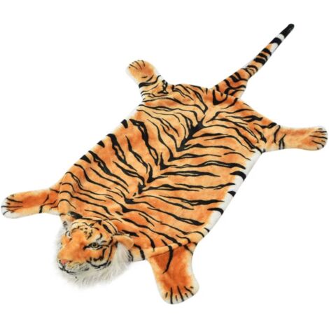 Tapis en peluche en forme de tigre 144 cm Marron vidaXL