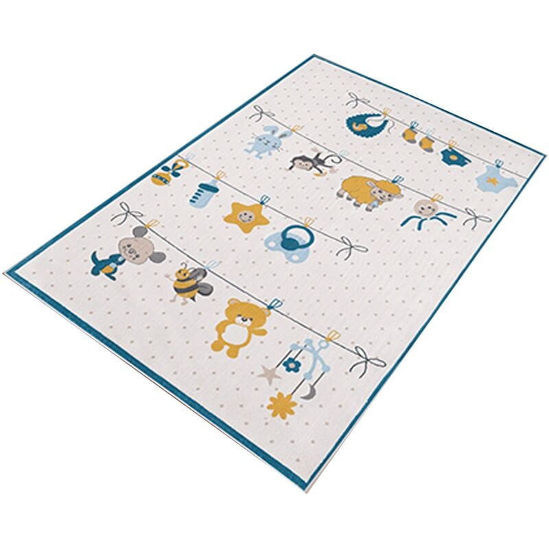 Wellhome - Tapis salon en polyester Beige Animals - 80x150cm - Beige
