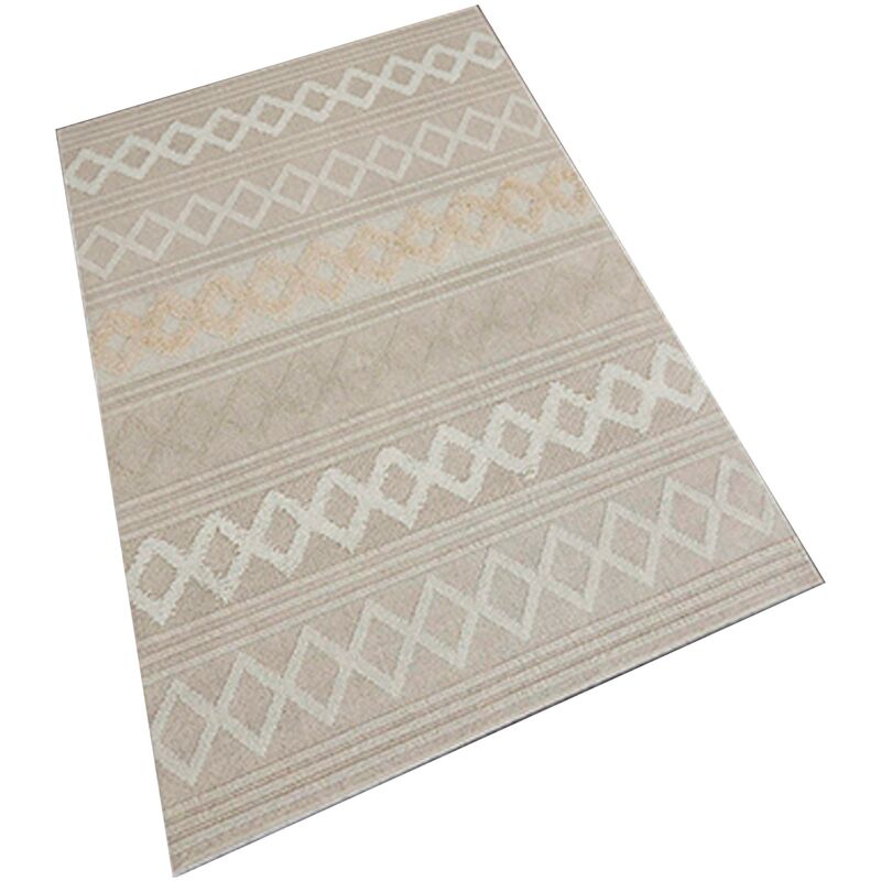 Wellhome - Tapis salon en polyester Design Zigzag Coloré Brun - 80x120cm - Brun