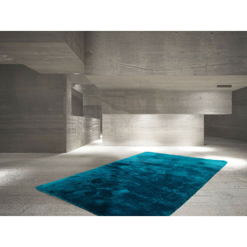 Deladeco - Tapis en polyester moelleux Calypso Bleu pétrole 120x170