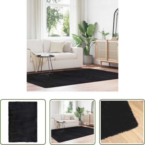 Tapis en polyester -  Tapis shaggy à poils longs NAVARRA noir 160x230 cm polyester
