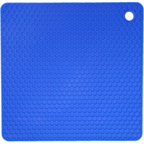 Tapis en silicone antidérapant et isolant thermique, forme carrée épaisse pour bol à cire, bleu foncé