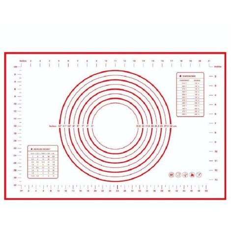 Tapis en silicone patisserie tapis de cuisson en silicone antiadhésif tapis de pâte rouge, dimensions 60 x 40 cm tapis de cuisson en silicone pour pâtisserie, pizza et biscuits