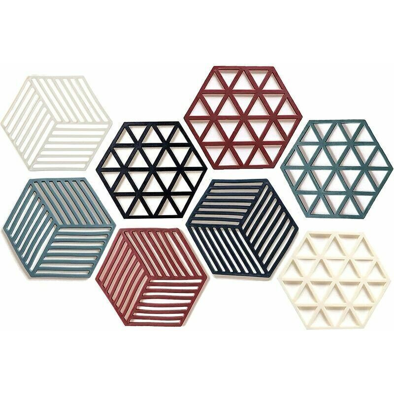 Tapis en silicone - Pour sets de table, dessous de plat, dessous de plat, etc. - 8 pièces, en silicone