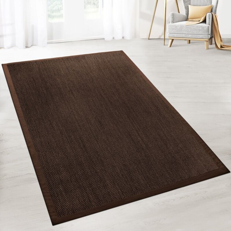 Karat - Tapis Sisal Oeil du tigre Avec bordure Marron DC-311 160 x 230 cm - Marron