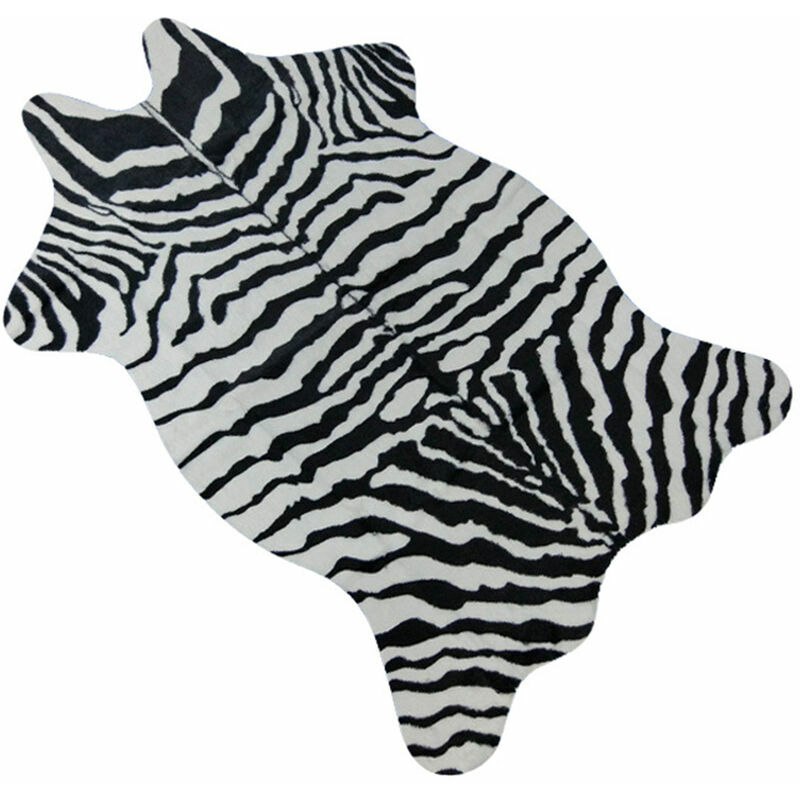 KZQ - Tapis en Velours Imitation Cuir avec Imprimé Zèbre/Vache/Chèvre - Décoration Naturelle pour la Maison - 110x75 cm