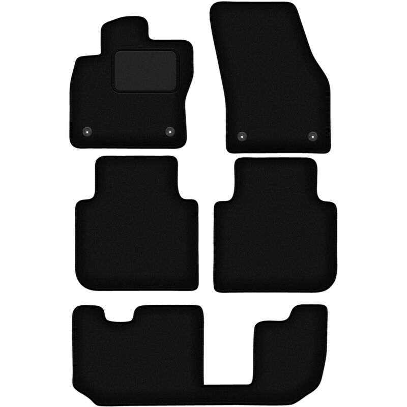Tapis en velours noir pour Skoda Kodiaq 7 places (2016-)