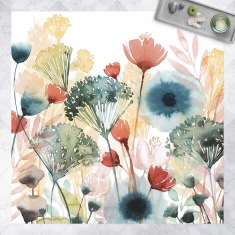Tapis en vinyle - Wild Flowers In Summer I - Carré 1:1 Dimension HxL: 80cm x 80cm