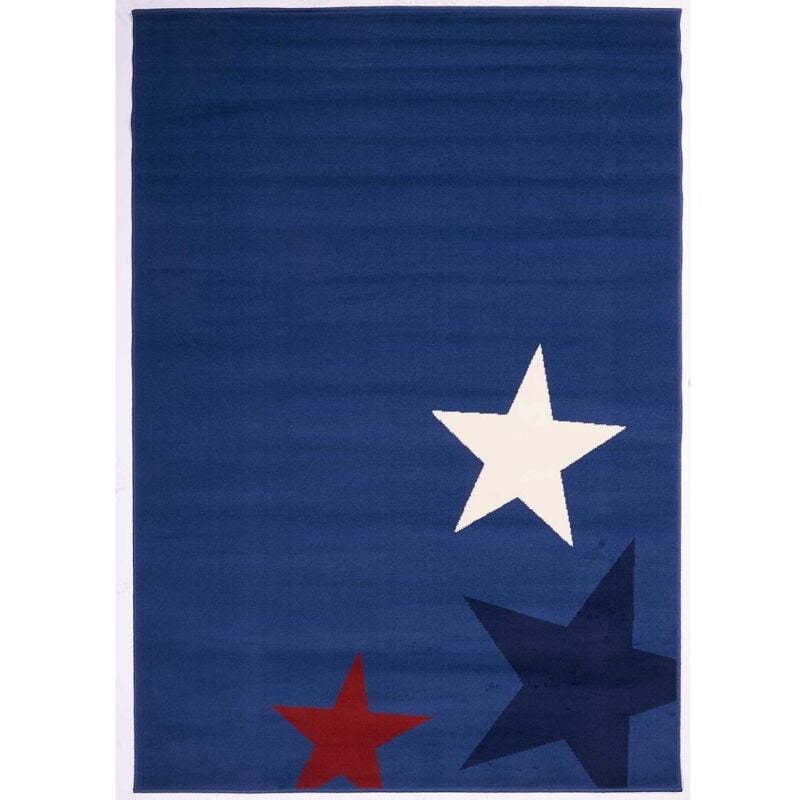 Unamourdetapis - Tapis enfant tissé 80x150 bleu rectangle AF1 star