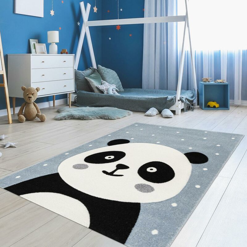 

Panda infantil alfombra pandu ll en polipropileno azul - Bleu