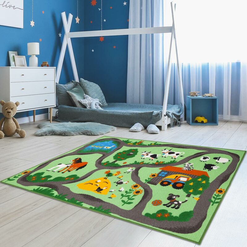 

Alfombra infantil frenaria en poliamida verde - Vert